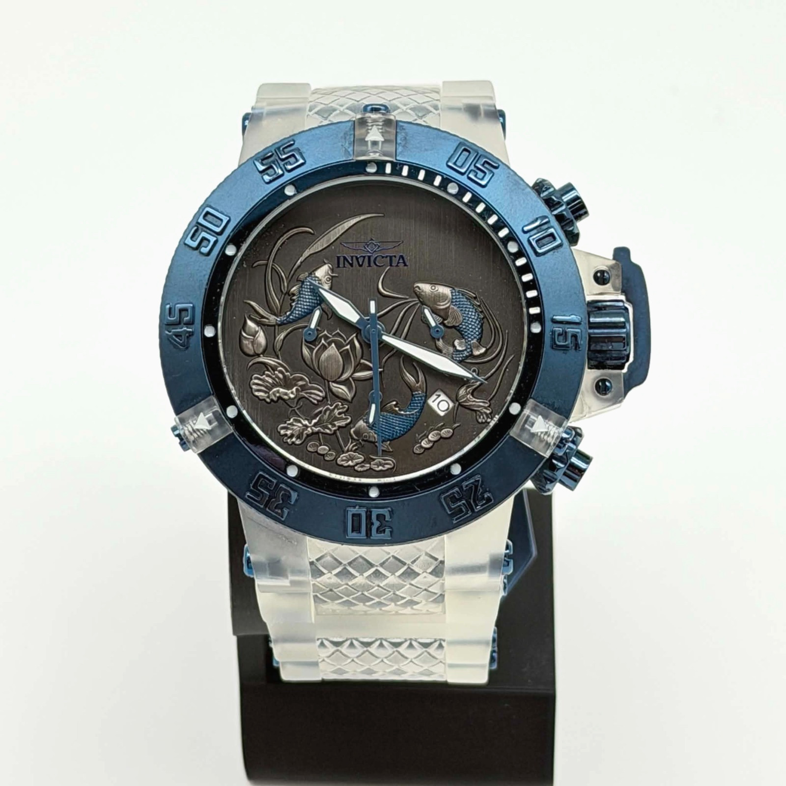 INVICTA Subaqua 50mm Silver Blue Koi Fish Men’s Watch 24358