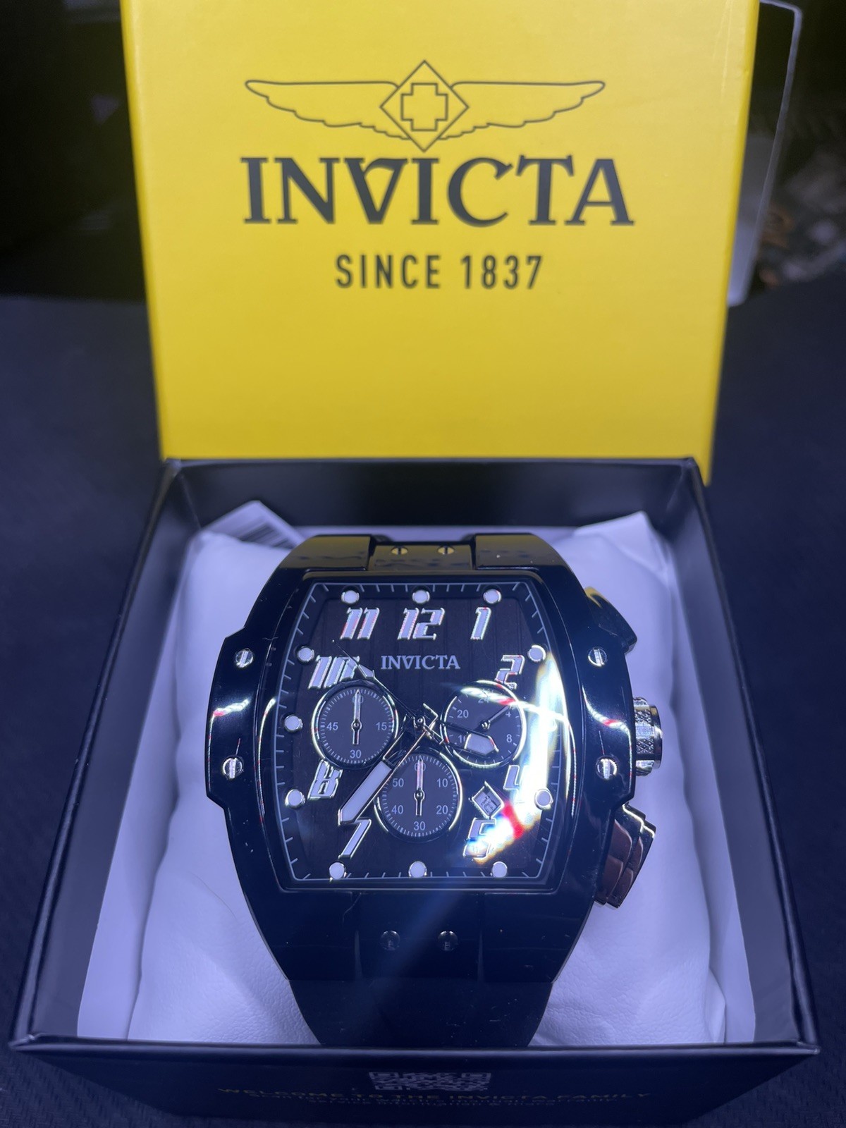 Invicta S1 Rally Anatomic Chrono Men’s Watch 47mm Black with Back Dial Date NEW