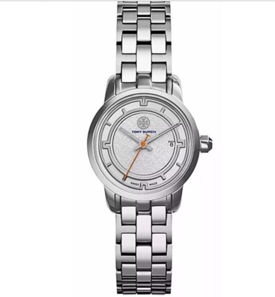$495 TORY BURCH Women’s SILVER 28mm Polished Stainless Steel Swiss Watch TRB1010