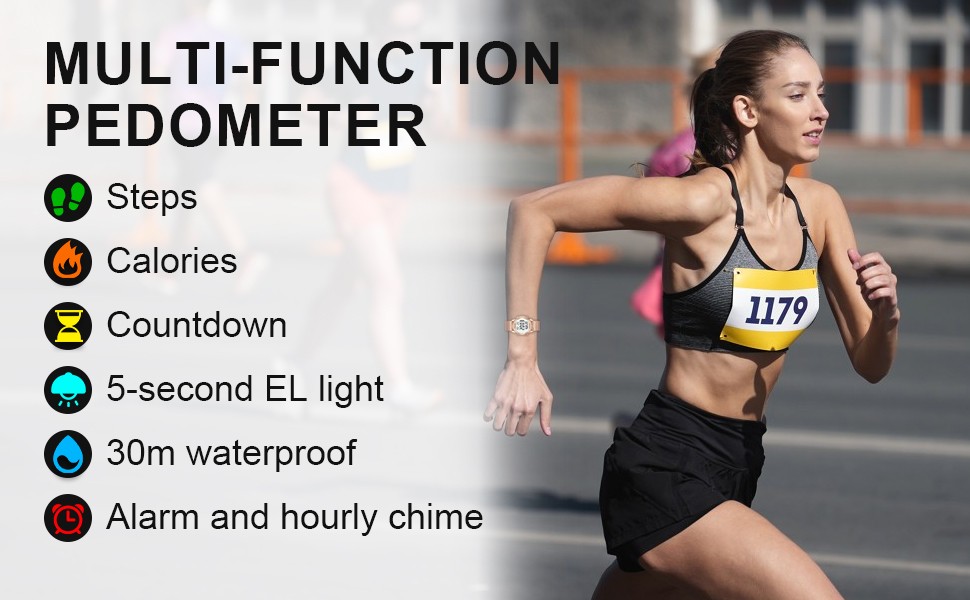 Hearkent Pedometer Watch Women’s Digital Step Counter Waterproof Running Walking