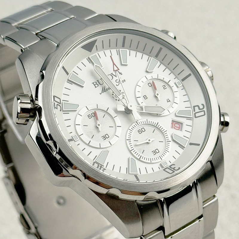 Bulova Marine Star White Dial Chronograph Men’s Quartz Watch 43MM 96B255