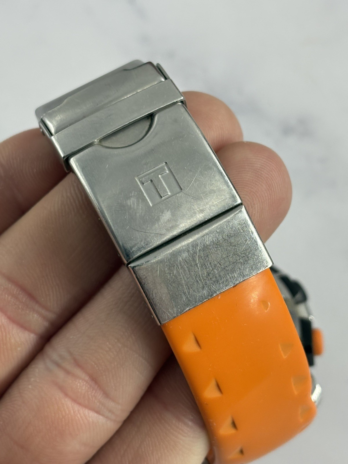 Tissot Sea-Touch box paper 44mm Orange Diver Rubber Watch Read Description
