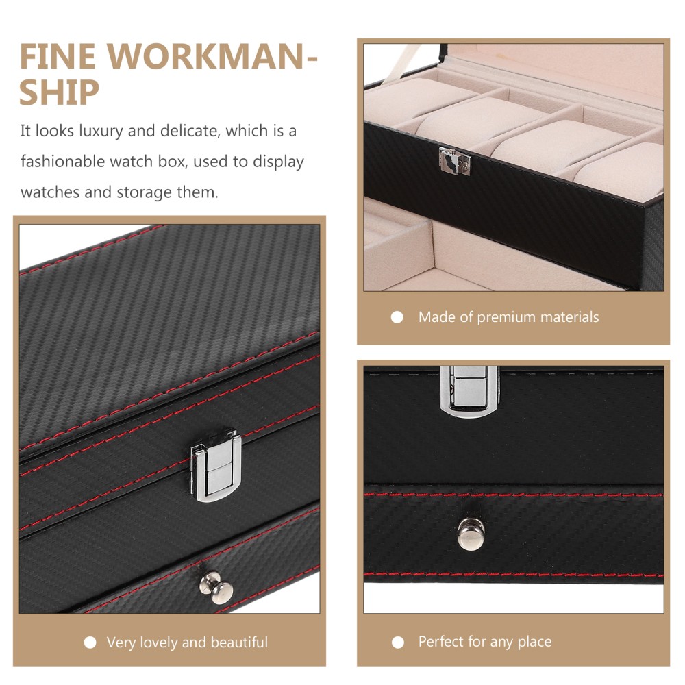 Moisture Proof Watch Display Box Black Home Use 1Pcs 8.8×4.2×4.3in