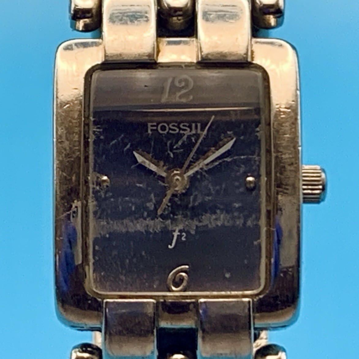 FOSSIL F2 ES-8930 Women’s Tank Quartz Bracelet Wristwatch Working New Battery