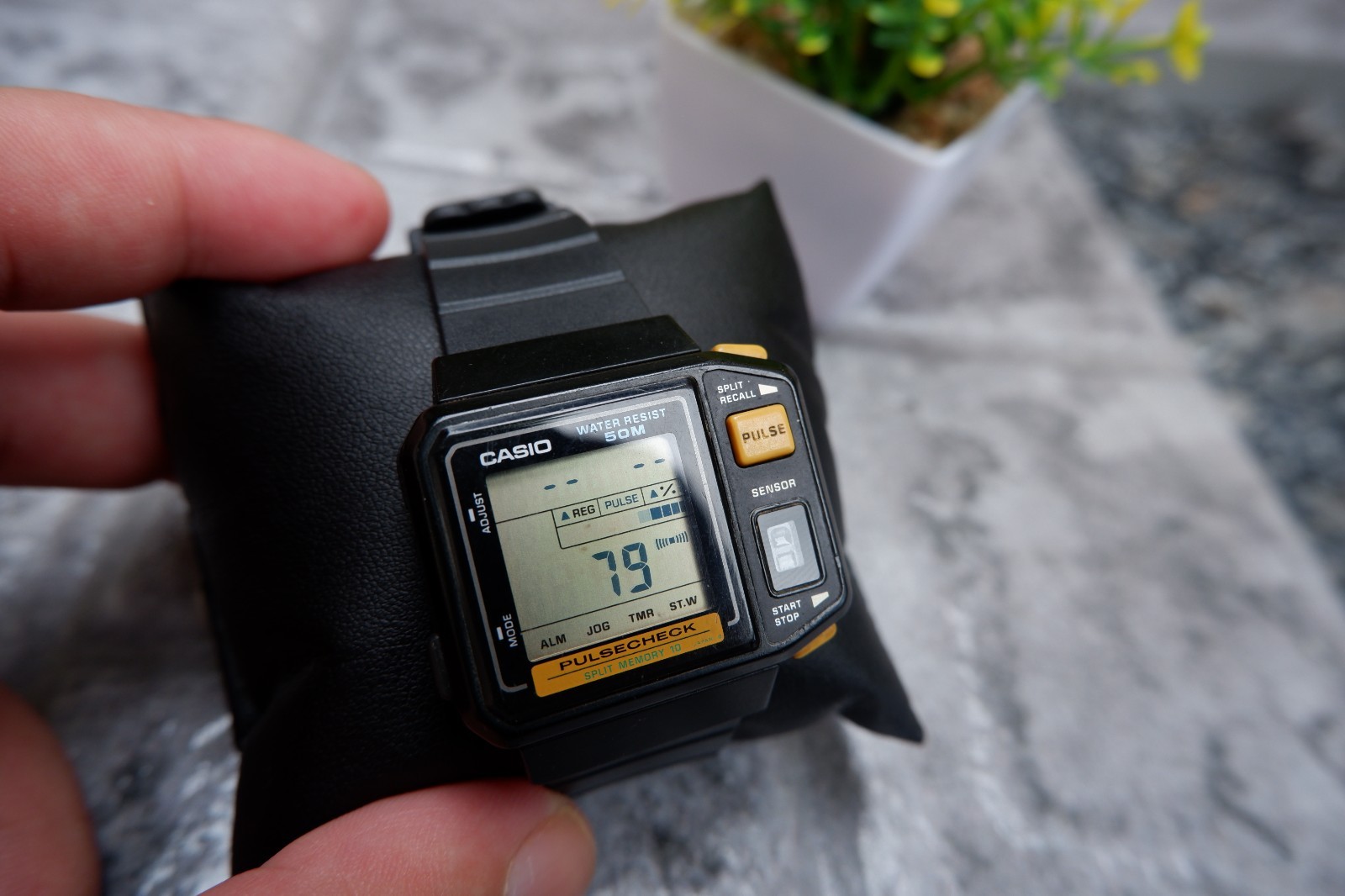 RARE Vintage Casio JP-100W Pulsecheck Digital Watch Fully Working Sensor 80s
