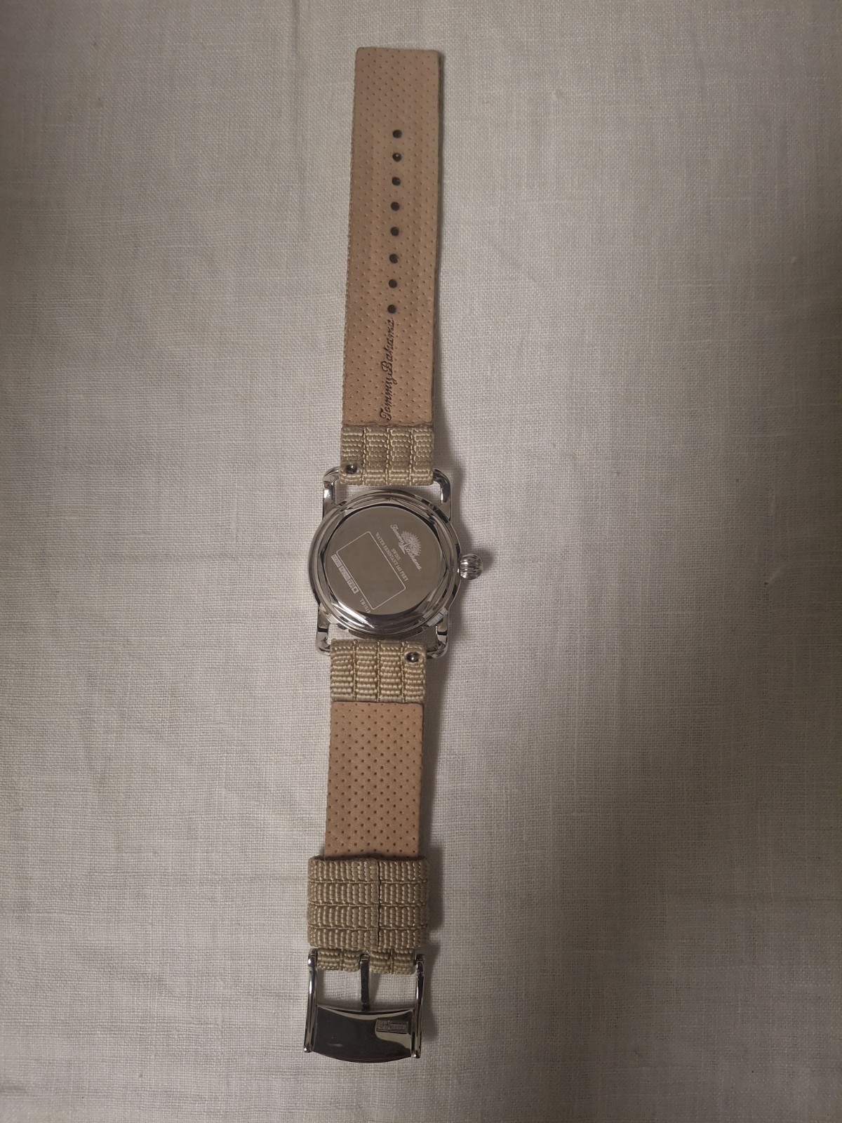 Tommy Bahama Quartz Analog Textured Beige Dial Date Watch Beige Strap 34mm