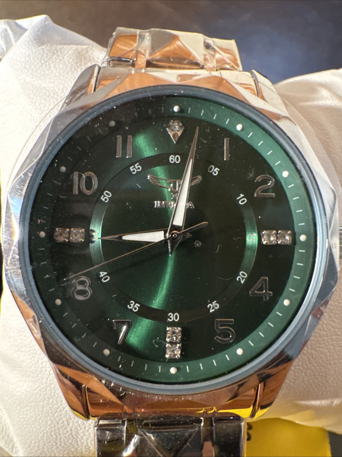 Invicta 69029 Specialty Green Dial Crystal Markers Steel Watch NIB