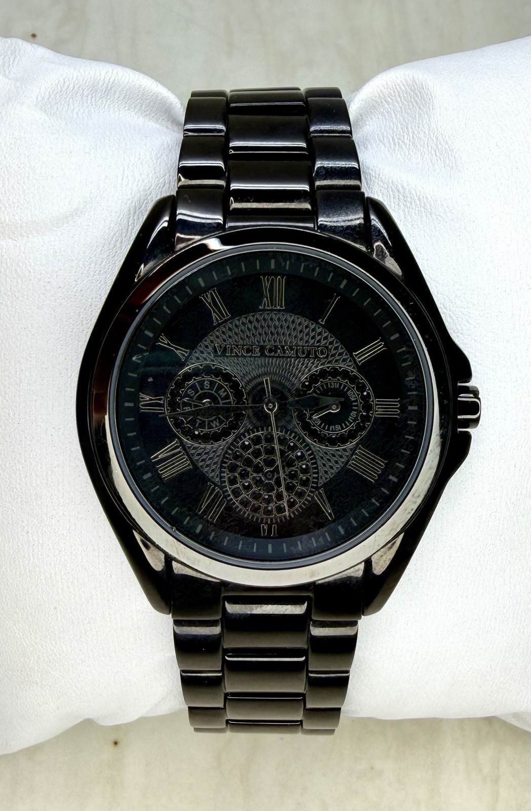 Vince Camuto VC/5187 All Black 42mm Unisex Watch – Swarovski Crystal Bezel