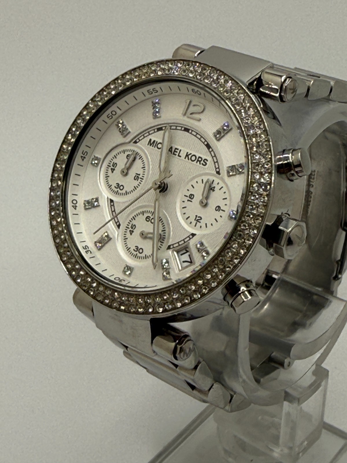 Michael Kors MK5353 Parker Chronograph Watch Women’s Silver PVC Stainless Steel