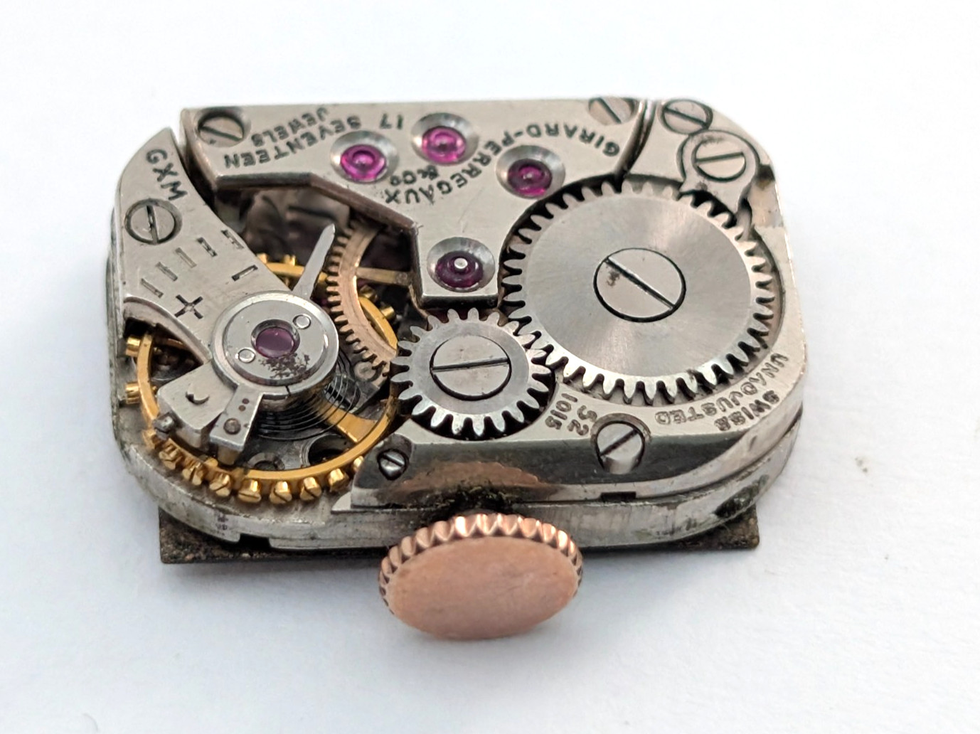 Vintage GIRARD PERREGAUX 17j Black Dial Ladies Watch Movement 11mm PARTS REPAIR