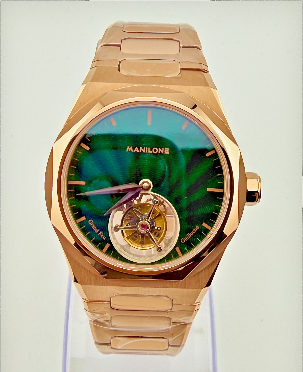 Manilone Guilloché Grand Feu Enamel; 68hrs reserve tourbillon; brand new