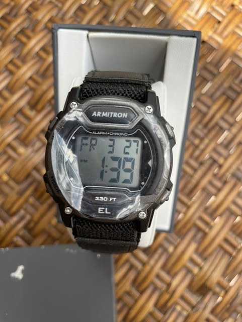 New Armitron Black Digital Watch 45/7004 Black Canvas Band 6″-7.5″