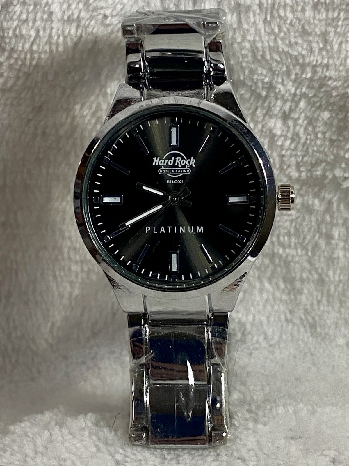 Hard Rock Hotel & Casino Biloxi «Platinum» Quartz Watch In Silver Tone, New