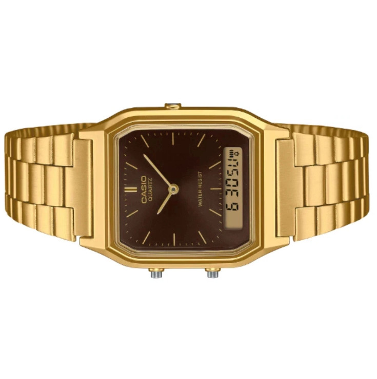 Casio AQ230GA-5A Men’s Ana-Digi Dual Time Stainless Steel Gold Tone Unisex Watch