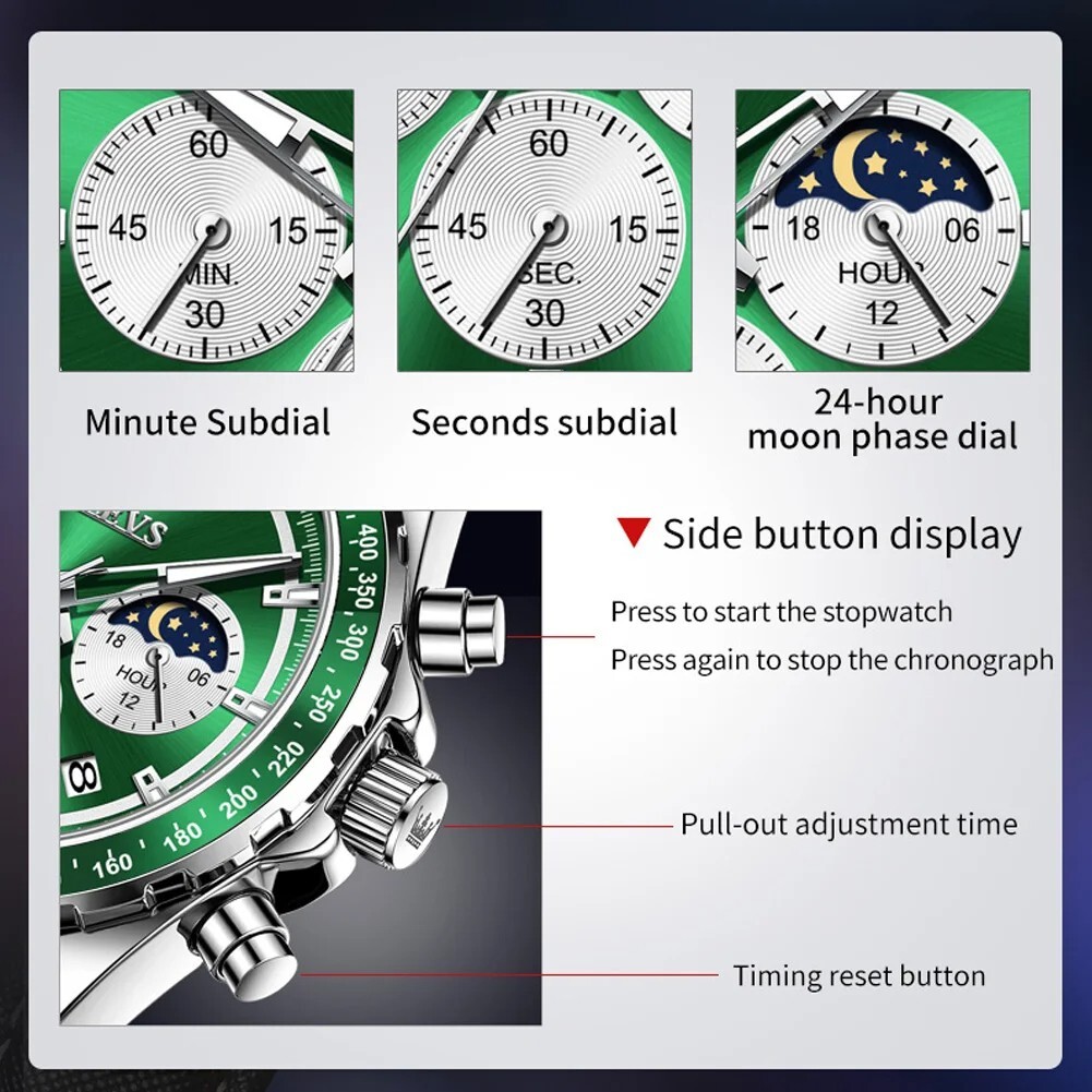 Waterproof Quartz Watch Men’s OLEVS Luminous Luxury Leather Men Business Strap