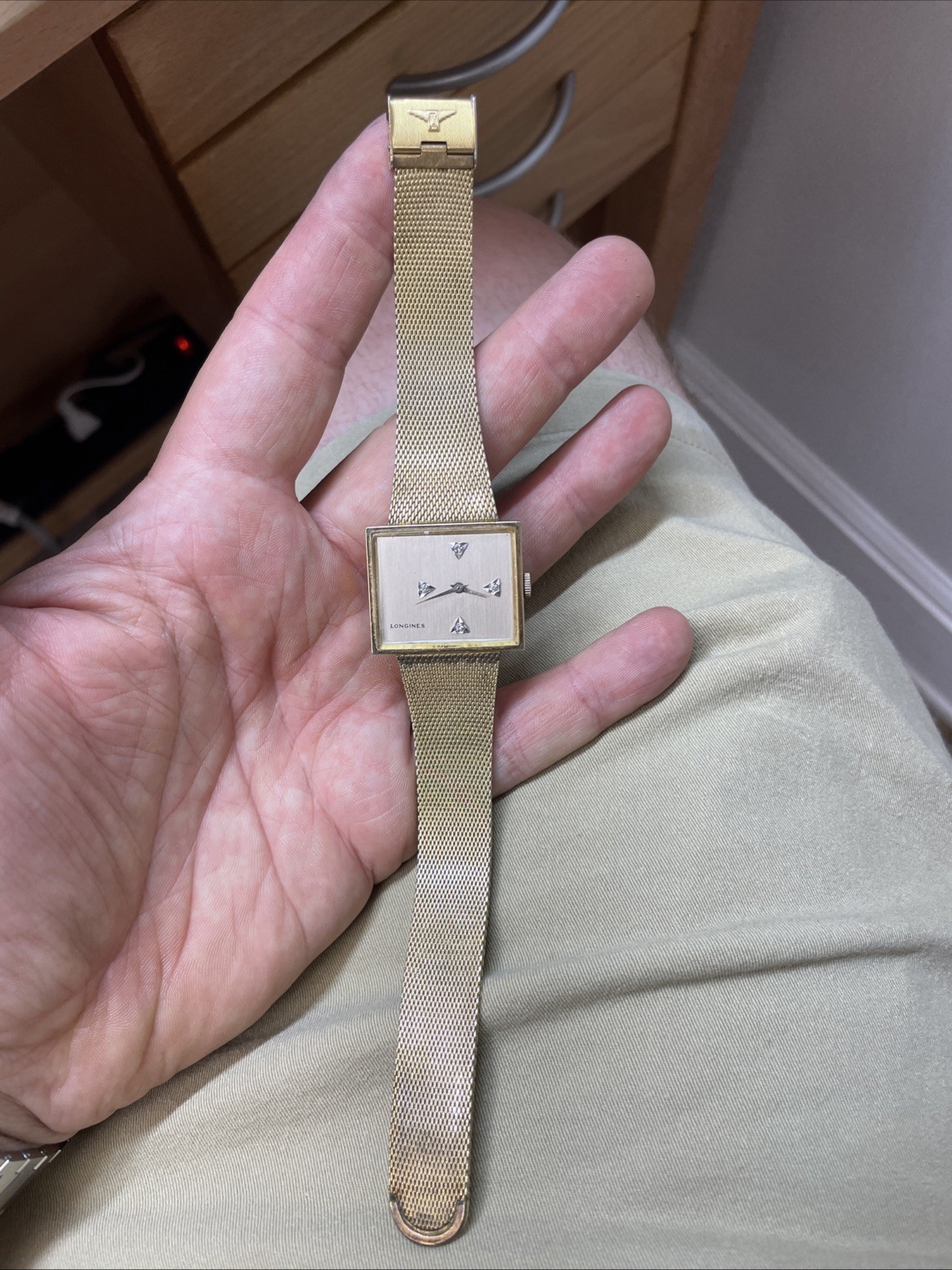 Vintage Longines Gold Filled Square Diamond Dial Watch L847.4 Mechanical