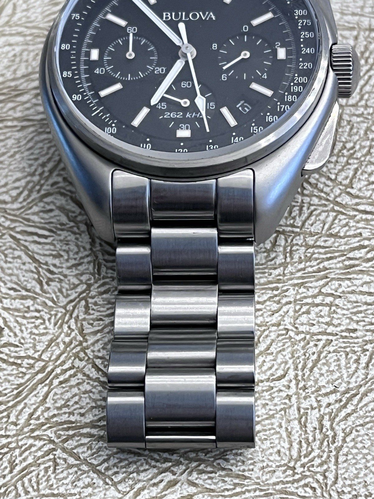 Bulova Lunar Pilot Mens Chronograph 96b258 Silver Tone Stainless Steel Watch