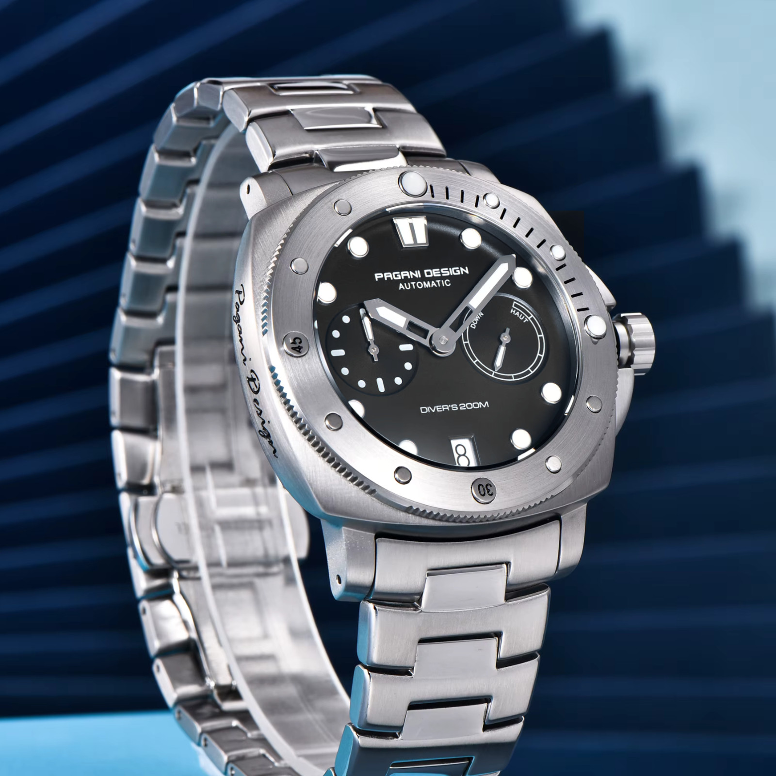 Pagani Design PD-1767 Mens Automatic Dive Watch 41.5 mm Black WR 200m Steel – UK