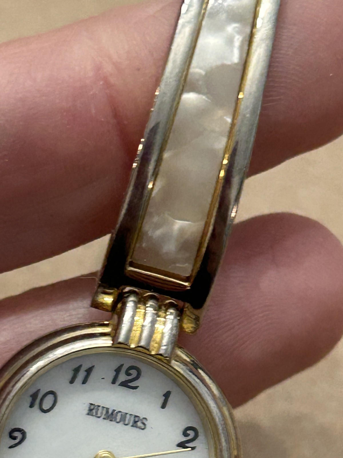 Rumours Women’s Fashion Watch Gold Tone Pearly Band 23mm New Battery