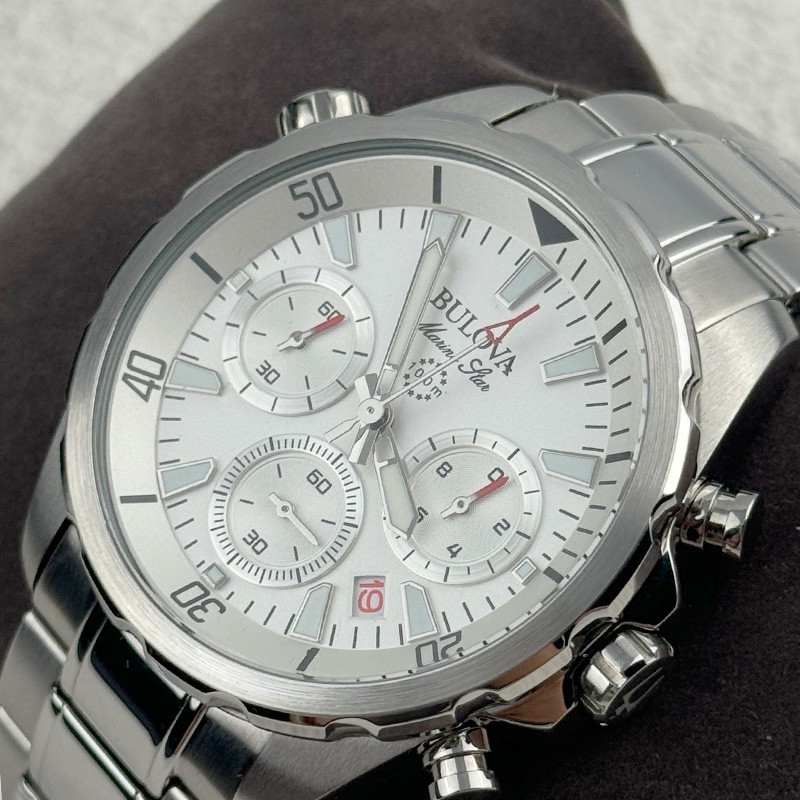 Bulova Marine Star White Dial Chronograph Men’s Quartz Watch 43MM 96B255