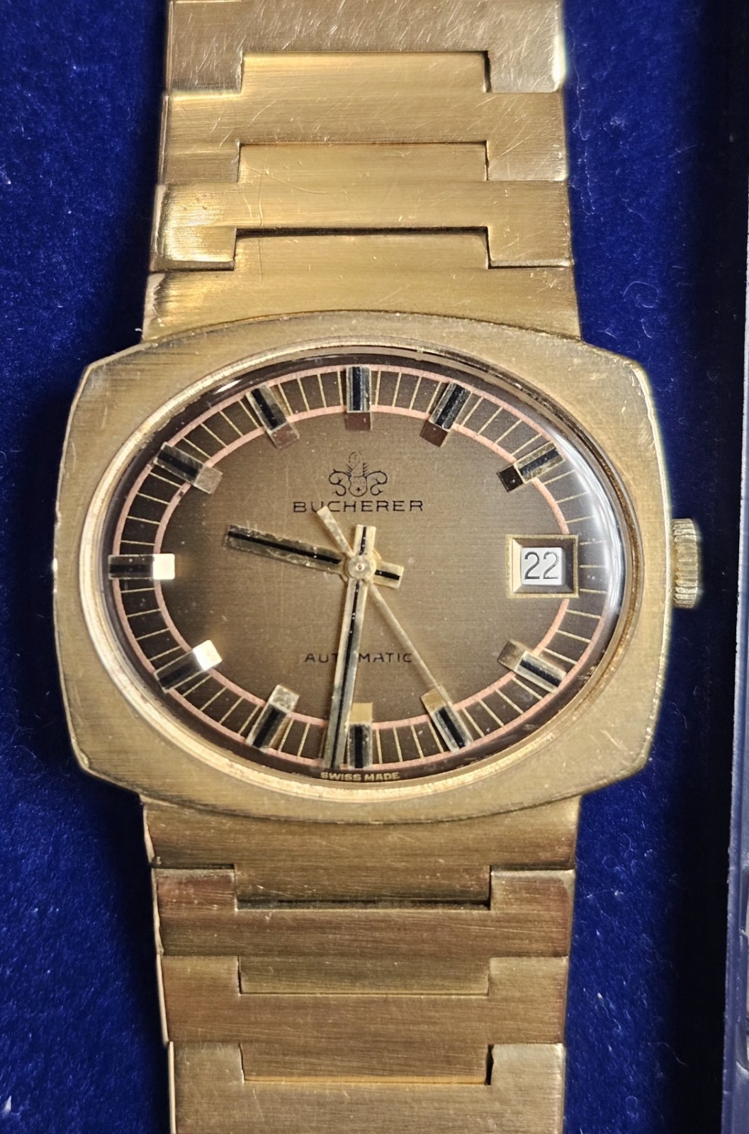 Bucherer Automatic Vintage Mens Swiss Watch T5612D 10 Micron Gold Plate Works