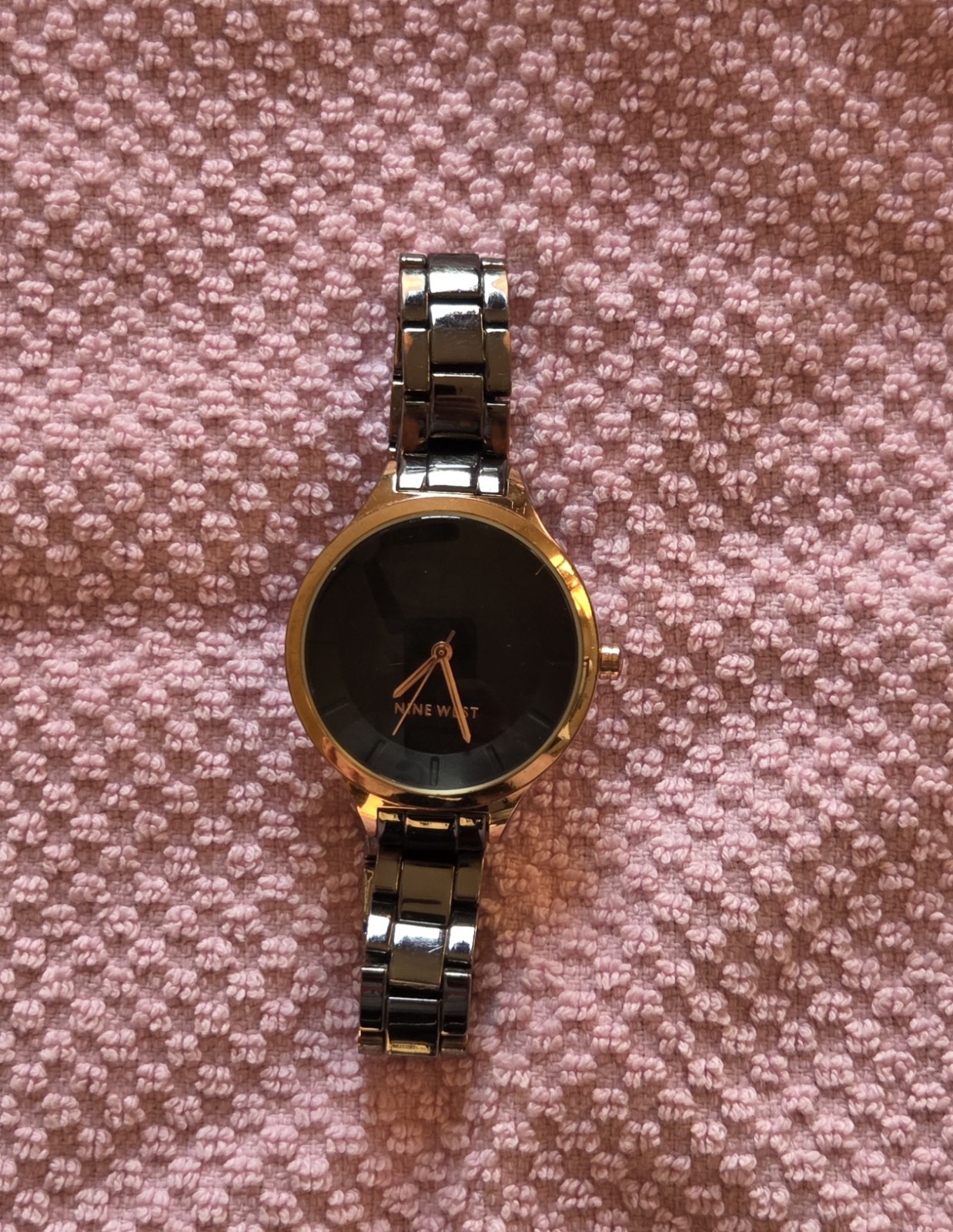 LADIES NINE WEST ROSE GOLD TONE & GUNMETAL WRIST WATCH PC21J ~WC