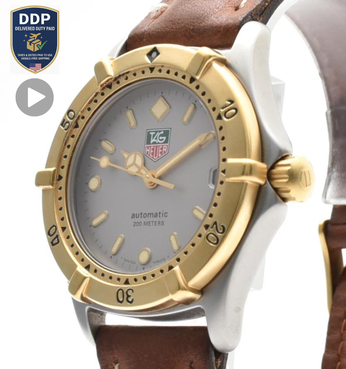 [NEAR MINT] TAG HEUER 2000 Automatic 665.013T Gray Dial Vintage Men’s Watch 19cm