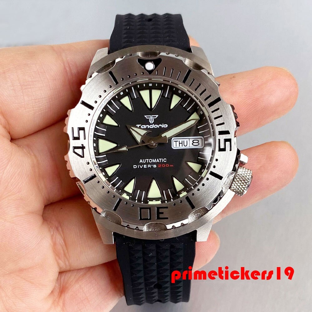 Tandorio Sapphire NH36 42mm Men’s Automatic Monster Watch 20BAR Dive 3.8 Crown