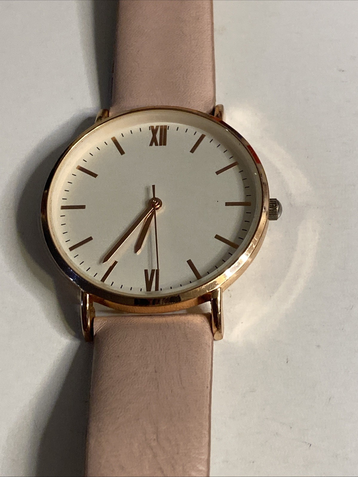 Pretty In Pink vs Mauve Bands White Watch Face Rose Gold Roman Numeral New Batt:
