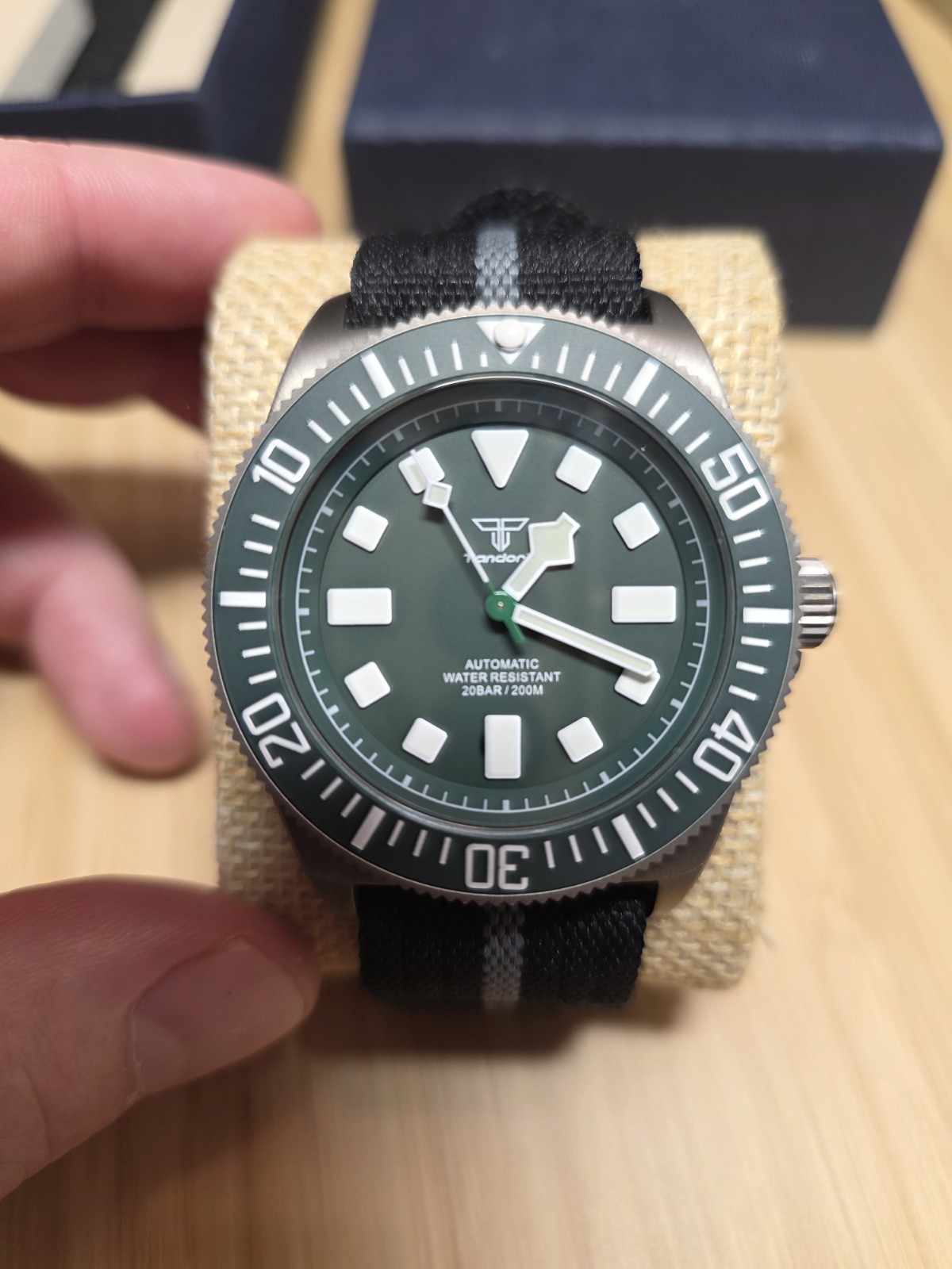 Tandorio Pelagos Titanium Automatic 200m Dive Watch San Martin SN0121TD Green