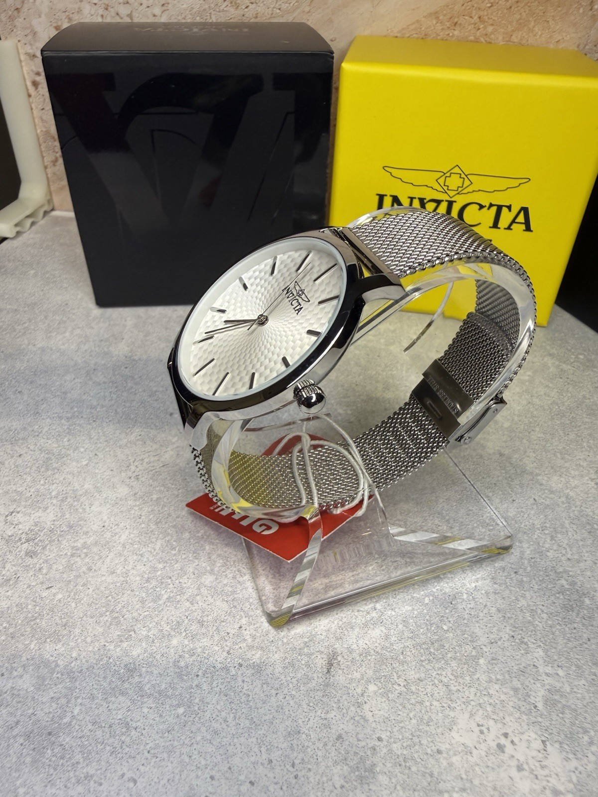 Invicta Angel Starlight Women’s Silver Textured Dial Stainless Steel Mesh New