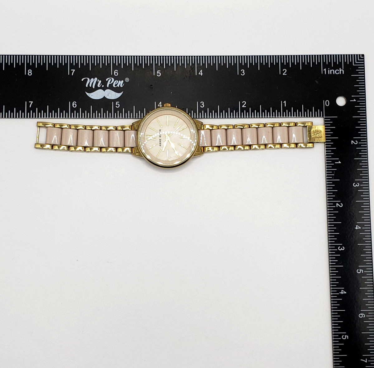 Anne Klein Womens Watch 37mm Gold Tone Pink Ceramic AK/1412 New Battery