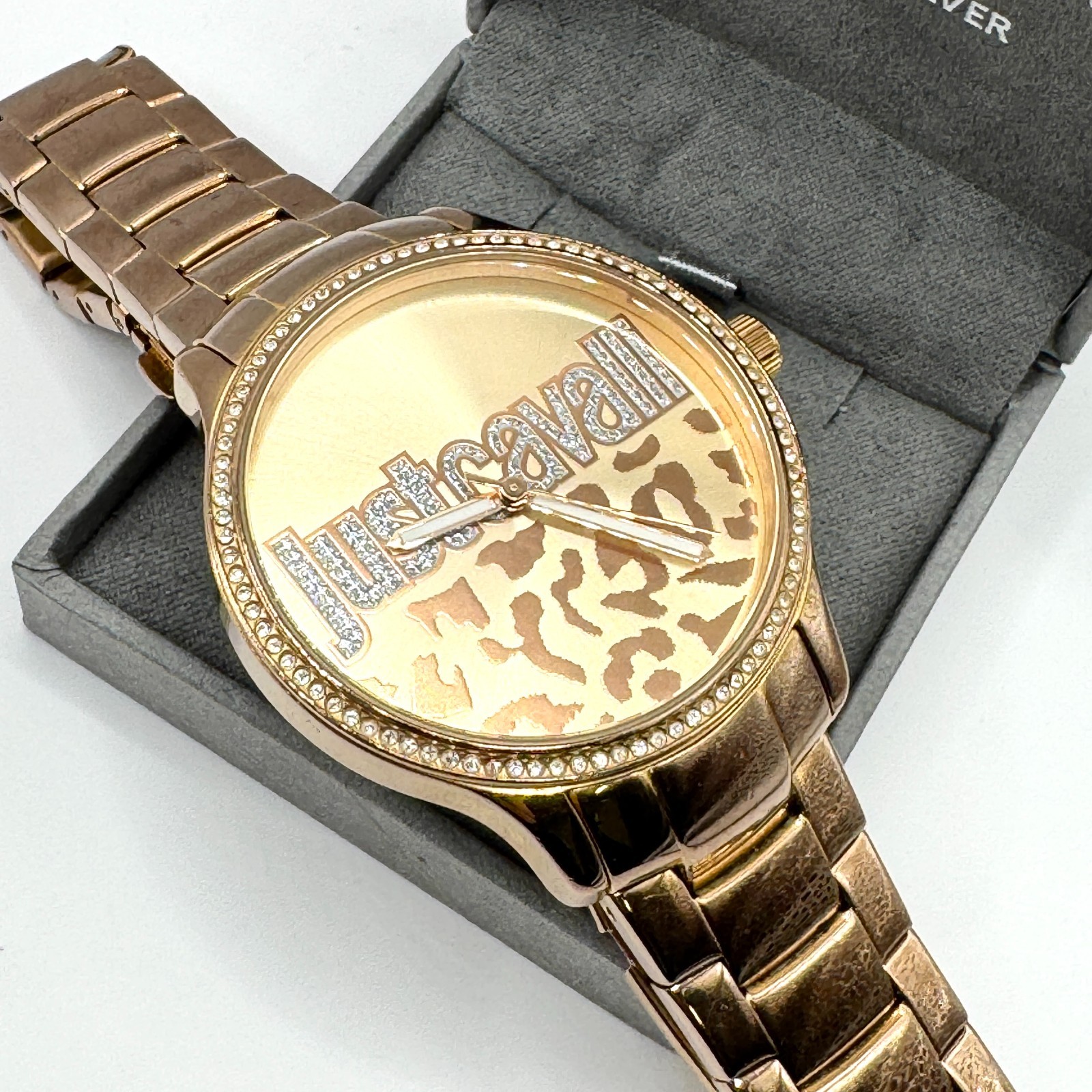 Ladies Just Cavalli Rose Gold Tone Chunky Wrist Watch Bracelet WORKING #9 J9
