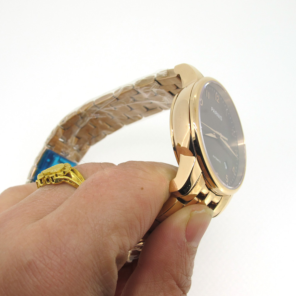 38mm Parnis Miyota Automatic Movement Men’s Luxury Watch Rose Glod Case Bracelet