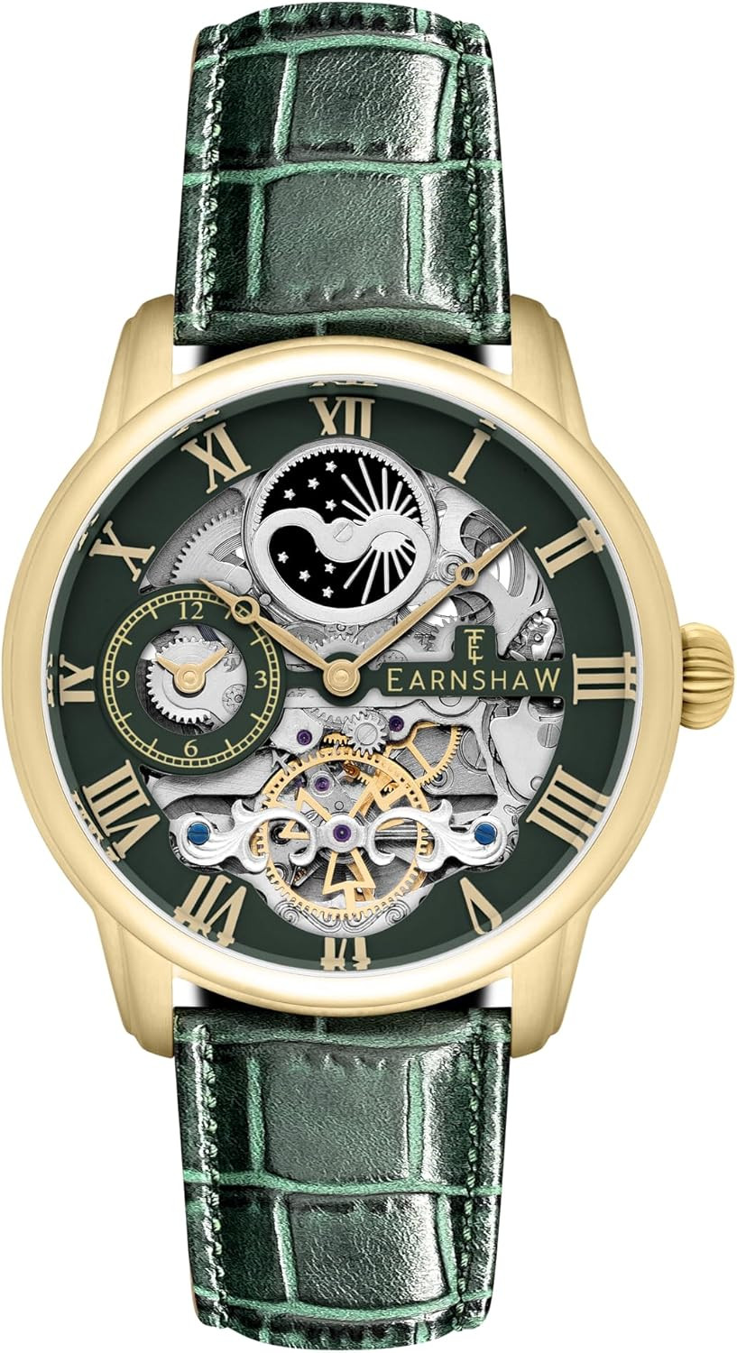 Men’s 44mm Automatic Skeleton Watch with Stainless Steel Bracelet – ES-8006