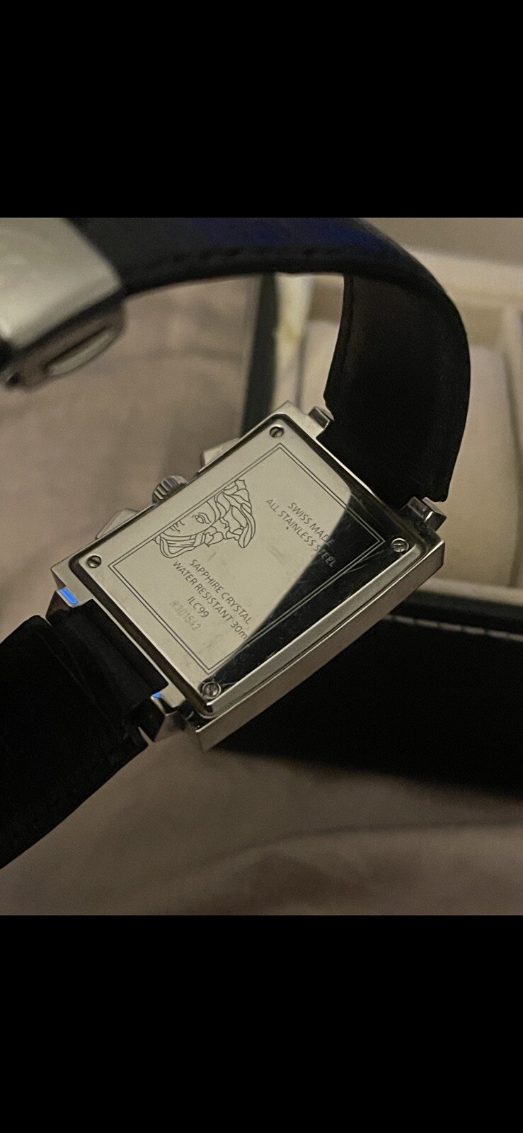 Versace Landmark Tank Original Lizzard Band Rare Classic Chronograph Watch