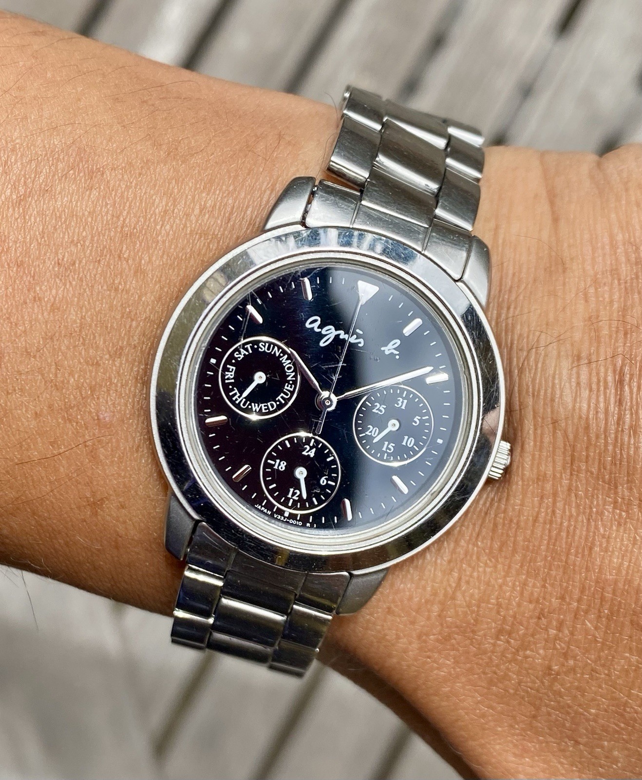 Seiko Agnes B Calendar JDM Quartz Watch 33mm Stainless Steel Made In Japan