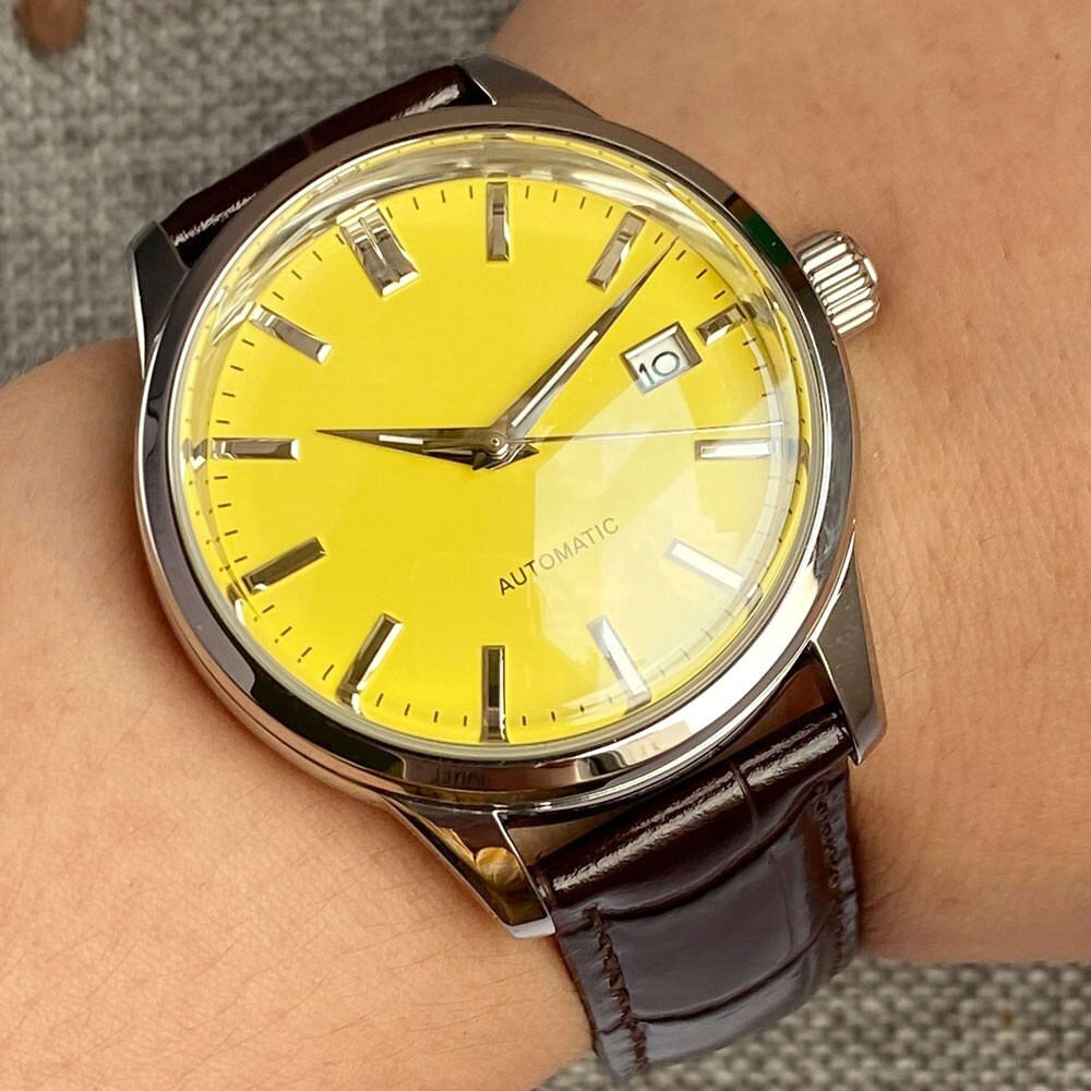 40mm Tandorio Yellow Dial Double Bow Sapphire Glass NH35A Automatic Mens Watch