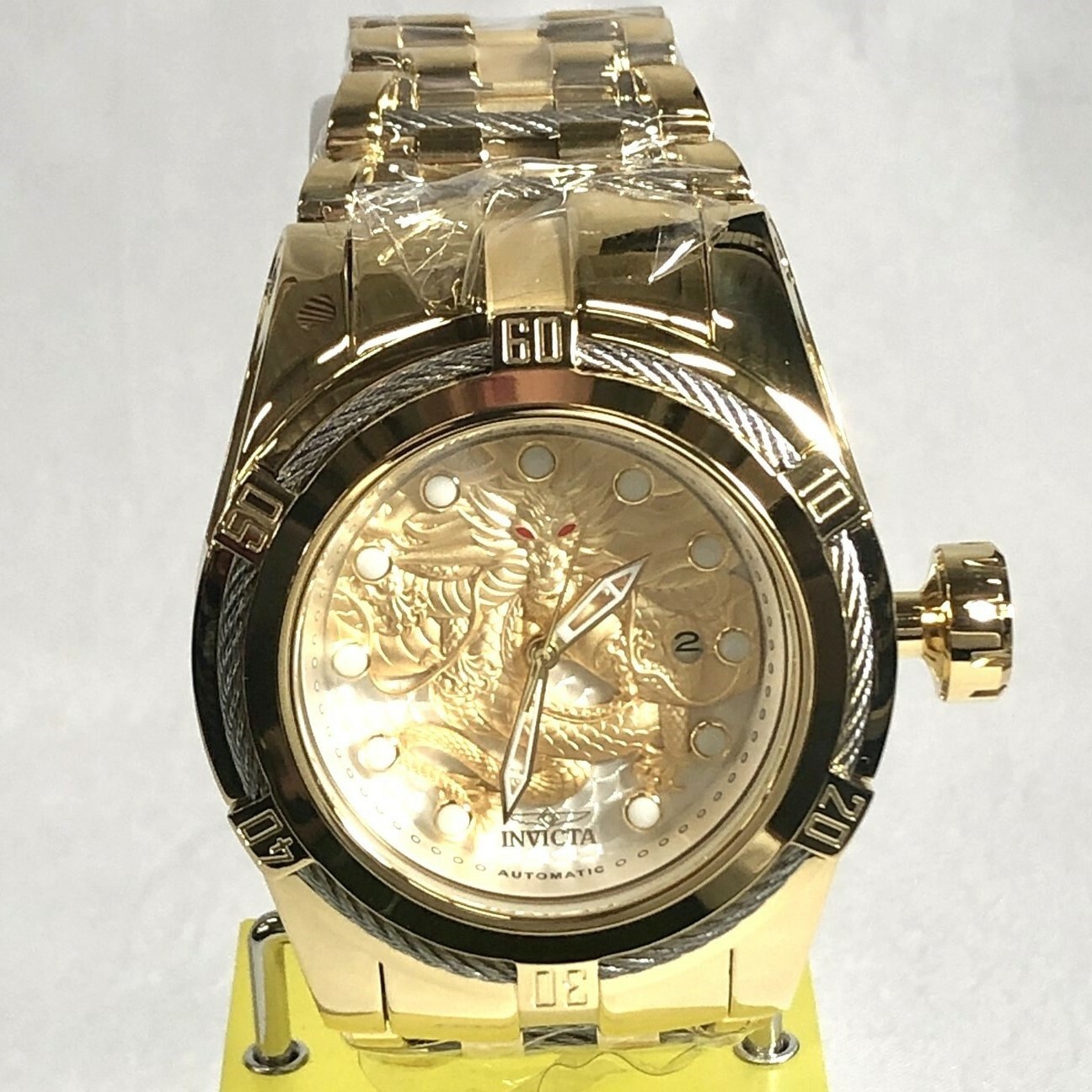 INVICTA 28770 Men’s 52mm Bolt Zeus Dragon Auto High Polish Bracelet Watch -Gold