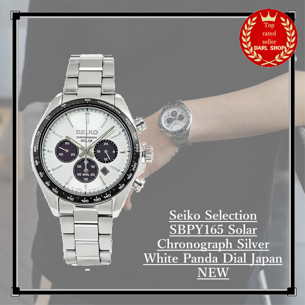 Seiko Selection SBPY165 Solar Chronograph Silver White Panda Dial Japan NEW