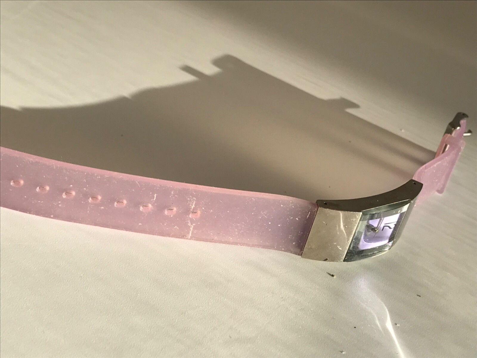Vintage retro rectangle lilac, rubber Stainless steel watch