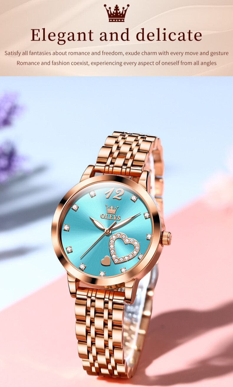 OLEVS Stainless Steel Waterproof Luminous Diamonds Dials Watch Quartz Women’s