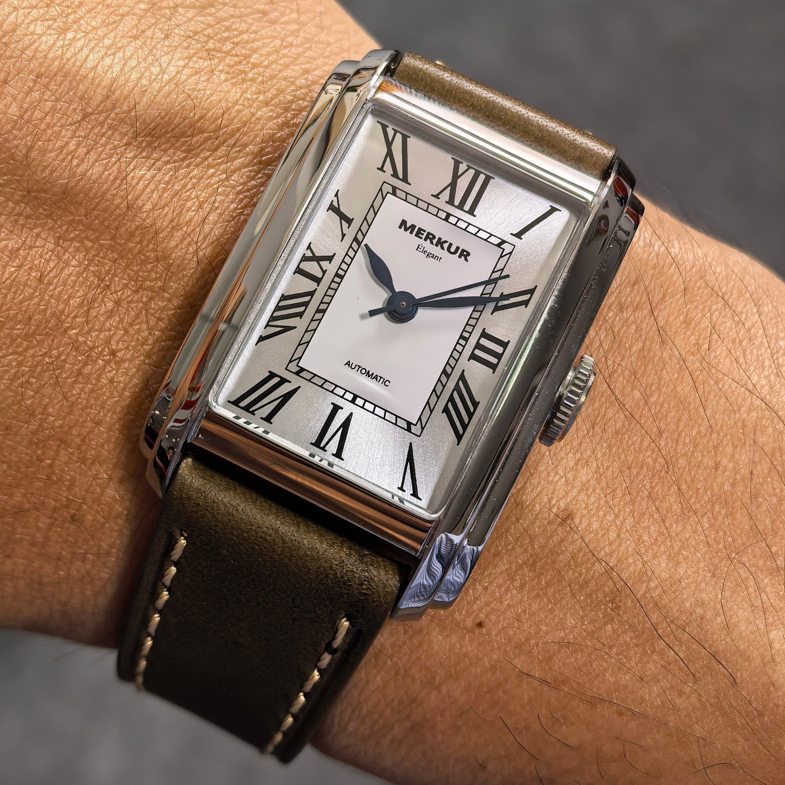 Merkur Men Automatic Watch 30*43mm Retangle Mechanical Wristwatch Sapphire NH05