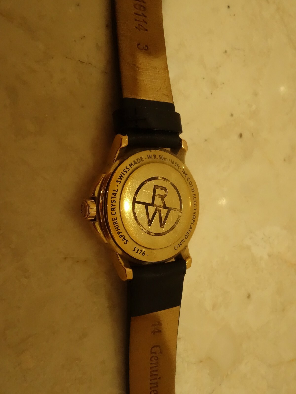 Raymond Weil 5376 Ladies 18K Gold Sapphire Crystal Electroplated 10M Swiss Watch