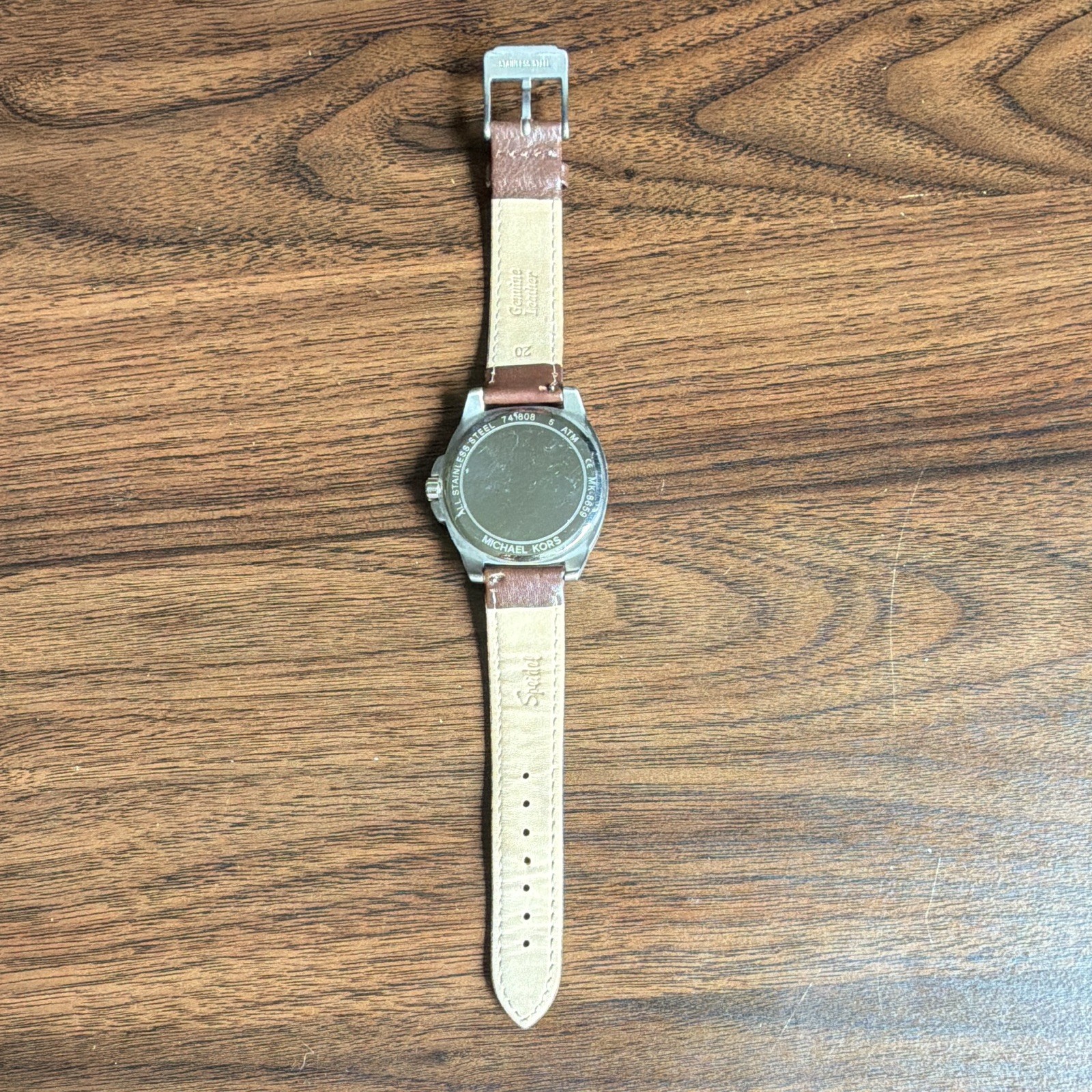 Michael Kors Men’s 44mm Quartz Watch Black Dial Date Brown Leather 50m