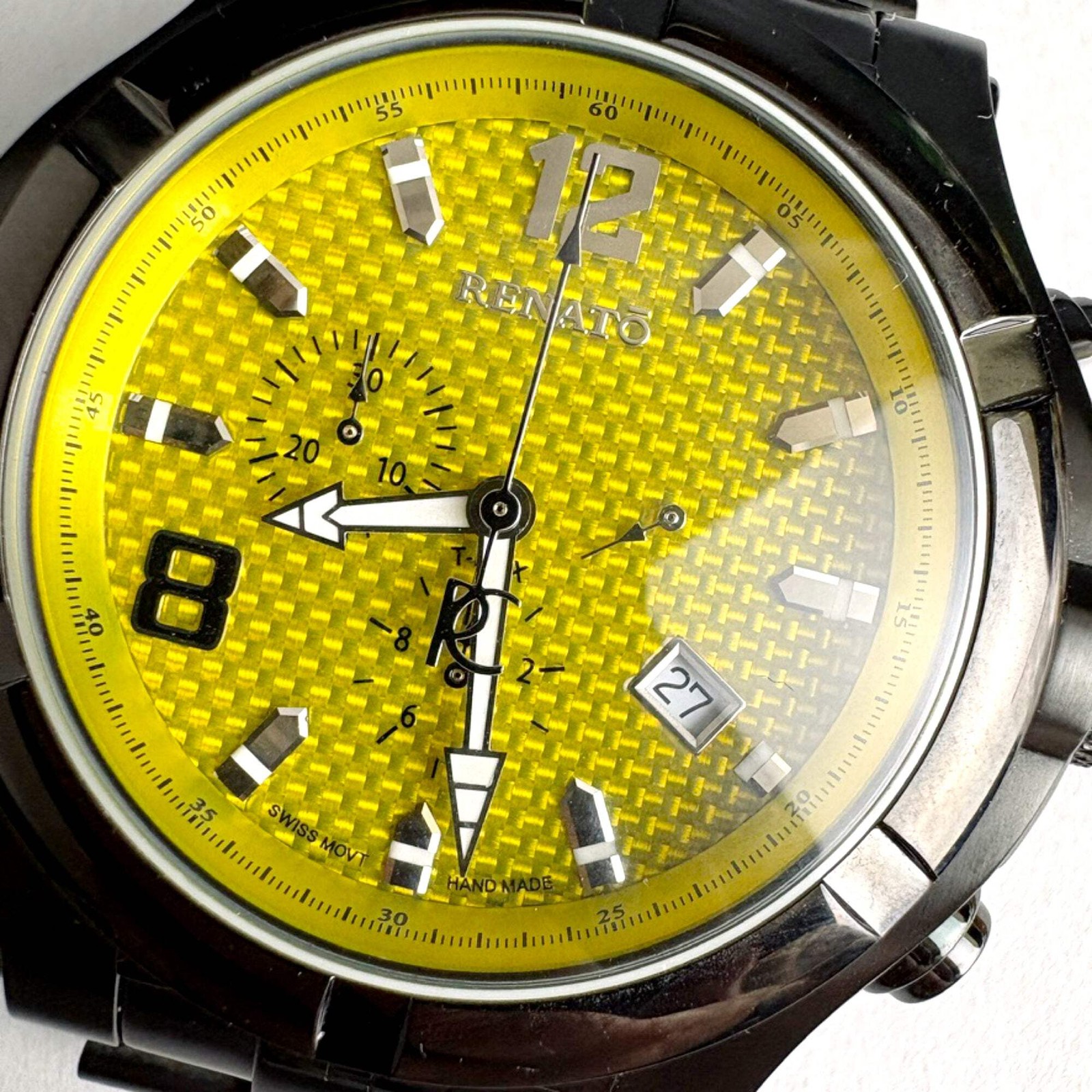 Renato Swiss Ronda 5040.D Chronograph Yellow Carbon Fiber LE 13/50 Black Watch