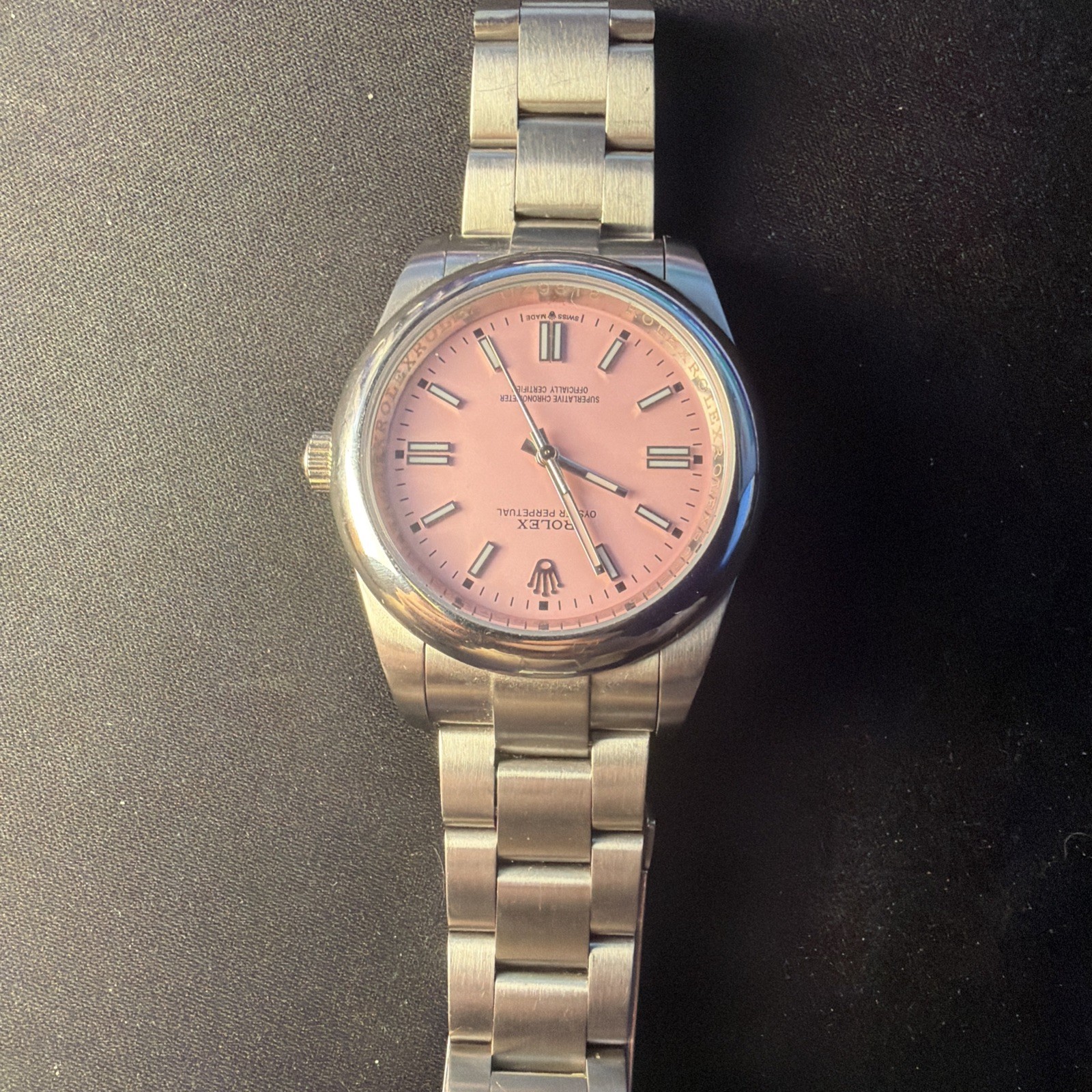 Rolex Oyster Perpetual 34mm Candy Pink Dial Steel Automatic Watch 5500 Year 1968