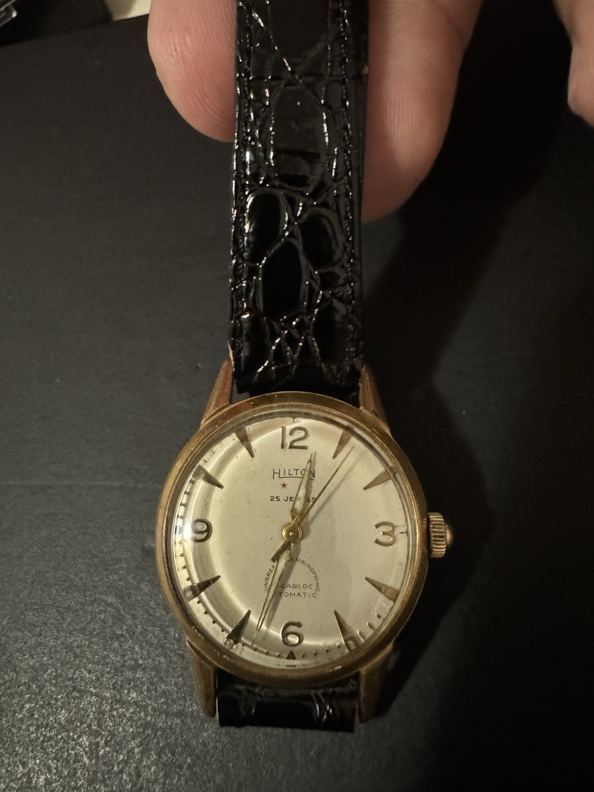 VINTAGE HILTON MENS 25 JEWEL MANUAL WIND WATCH PRE-OWNED RUNNING