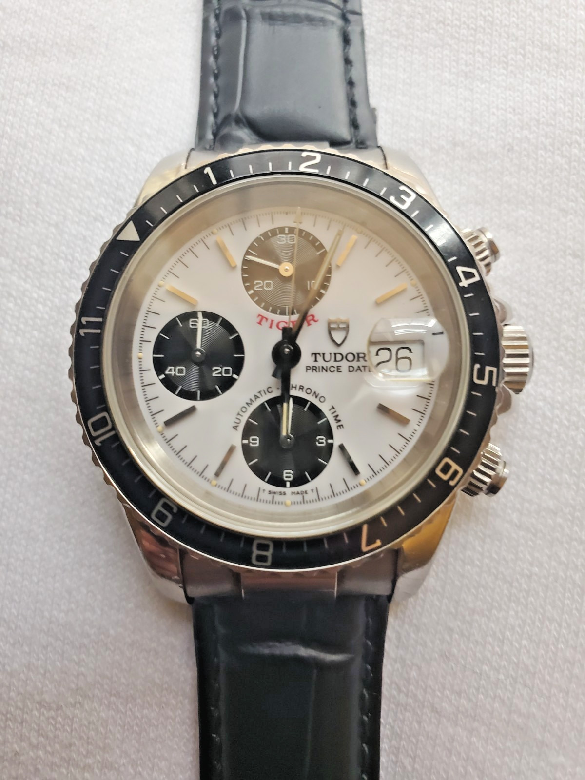 Tudor Prince Date Tiger Chronograph 79280 White Panda Dial – One Owner
