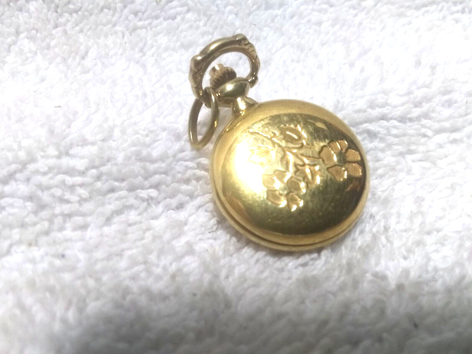 Belair Quartz Pendant Watch Gold Case Engraved Flowers 1990’s For Repair Parts